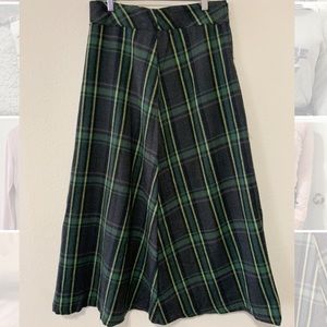 Green plaid high waisted skirt